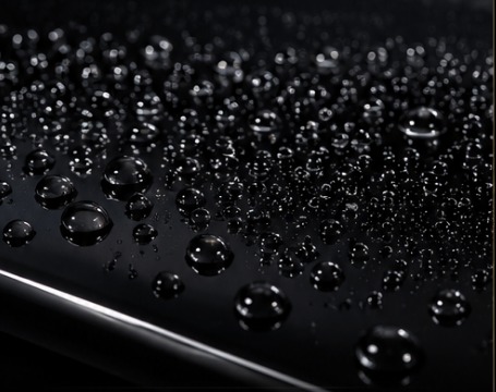 Water beading on a freshly ceramic-coated panel